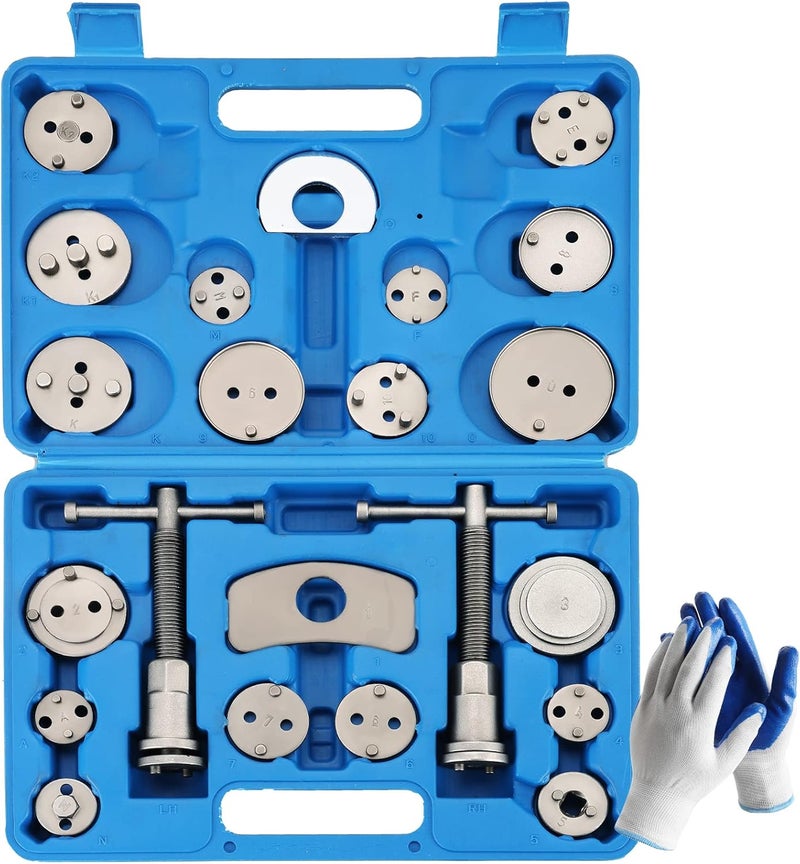Acymner 24PCS Disc Brake Caliper Tool Kit | Heavy Duty Disc Brake Piston Caliper Compressor Rewind Tool Set for Brake Pad Replacement Reset, Fits Most American European Japanese Autos (Blue) - Image 1